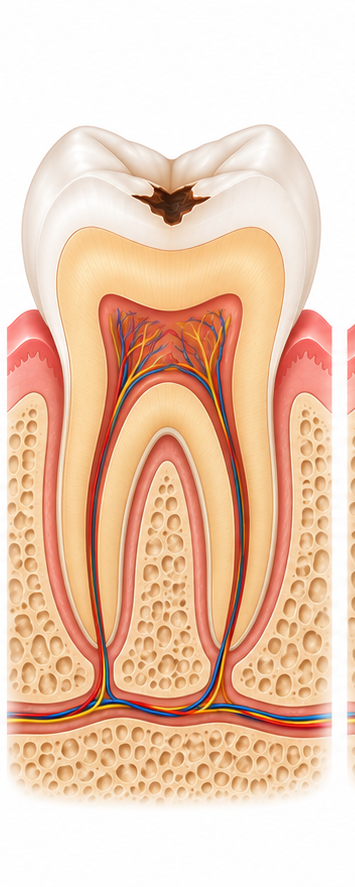 Early decay, treated with a composite filling